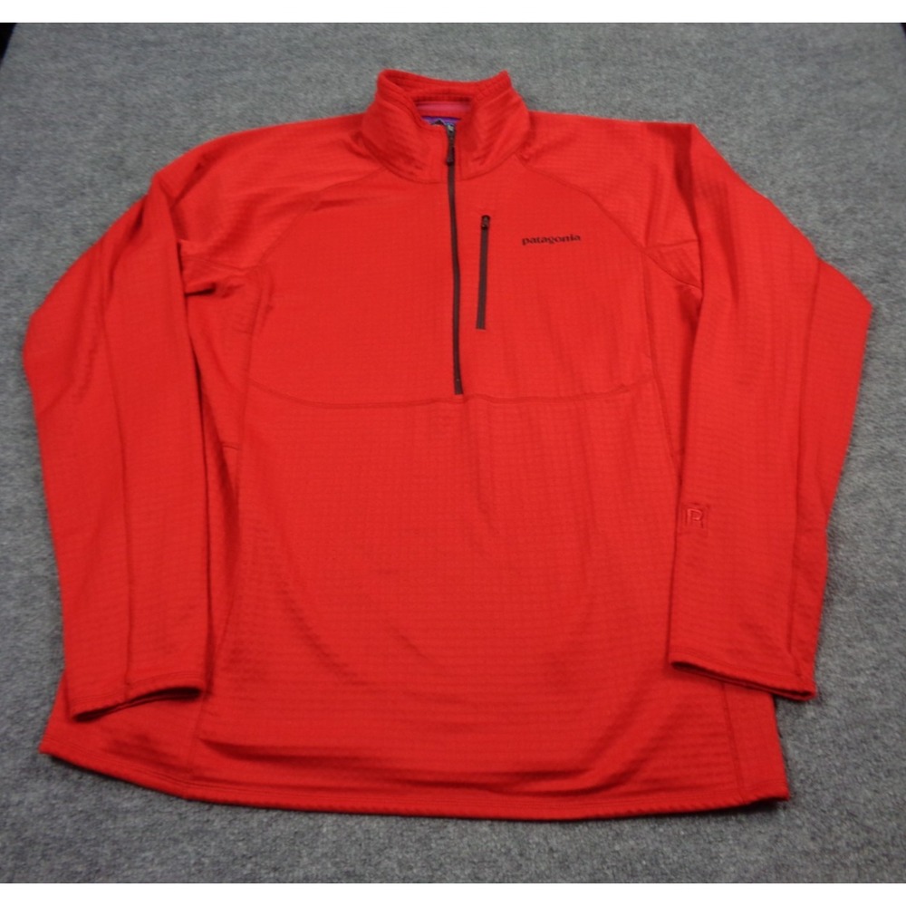 Patagonia R1 Fleece Pullover Mens XL Red 1/4 Zip Polartec Power Grid Waffle